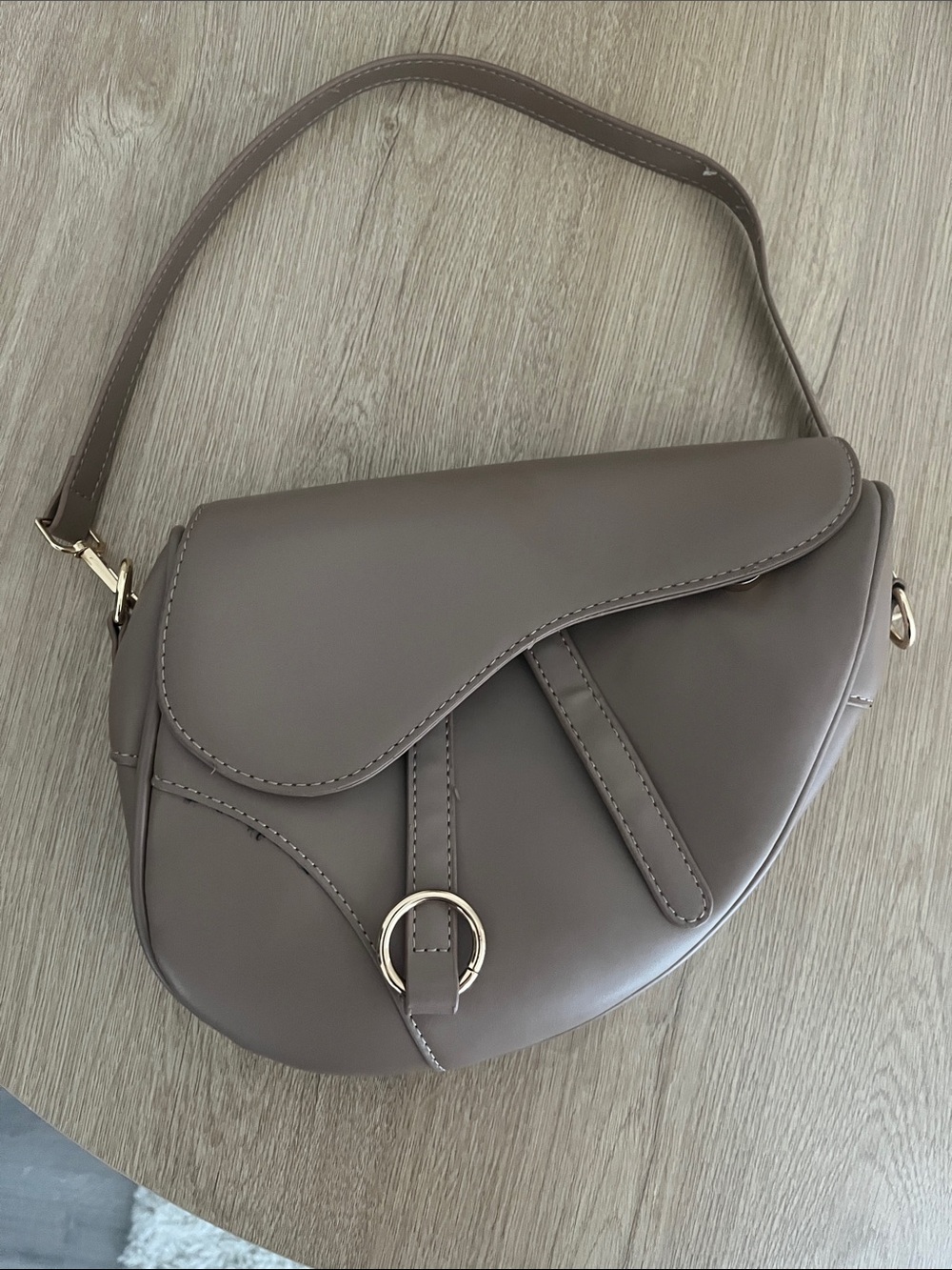 Saddle Shoulder Bag clutch purse, beige
